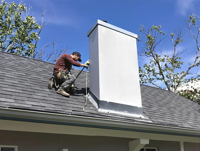 Rock Hill Chimney Sweep team member finishing chimney construction in Rock Hill, SC