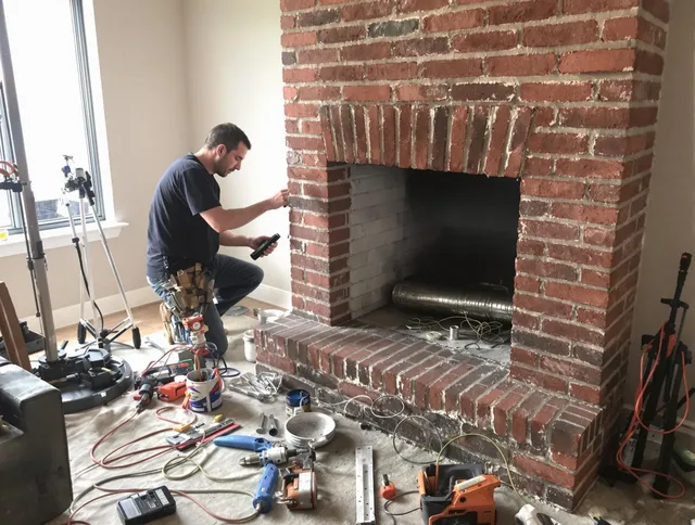 Rock Hill Chimney Sweep specialist finalizing chimney liner service in Rock Hill, SC