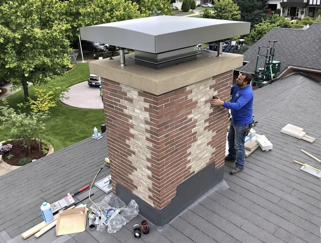 Rock Hill Chimney Sweep team working on a custom chimney remodel in Rock Hill, SC