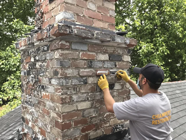 In-progress chimney restoration by Rock Hill Chimney Sweep in Rock Hill, SC
