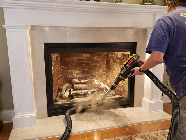 Fireplace cleaning performed by Rock Hill Chimney Sweep in Rock Hill, SC